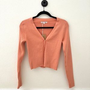 Reformation Gilda Ribbed V-neck cardigan (Peaches)